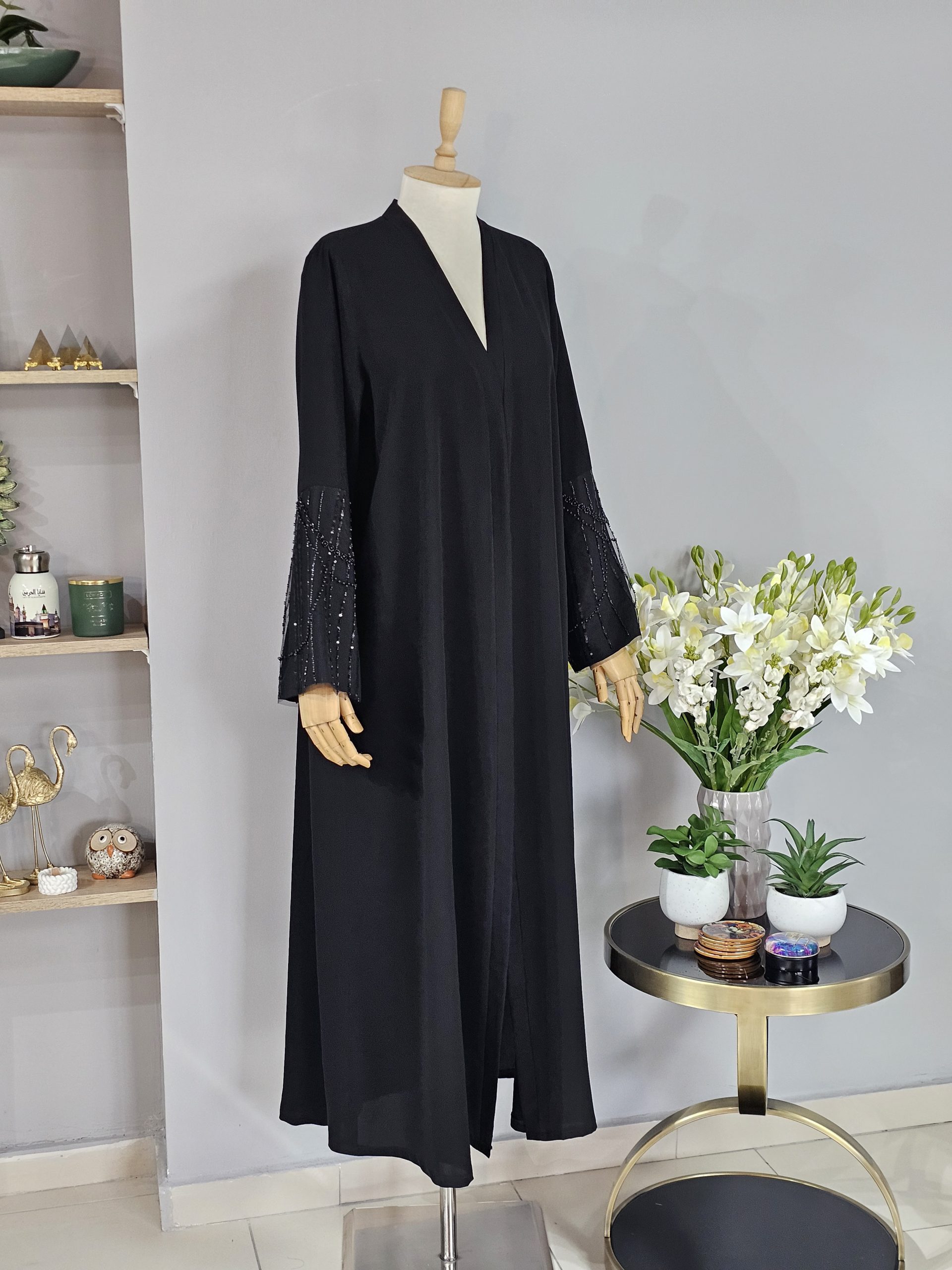 Organze Tül Detaylı Abaya - Görsel 1