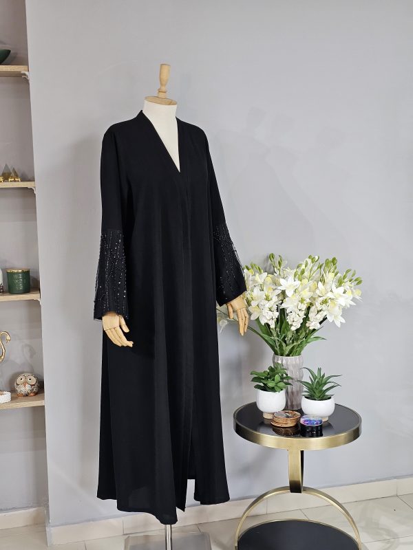Organze Tül Detaylı Abaya - Görsel 4