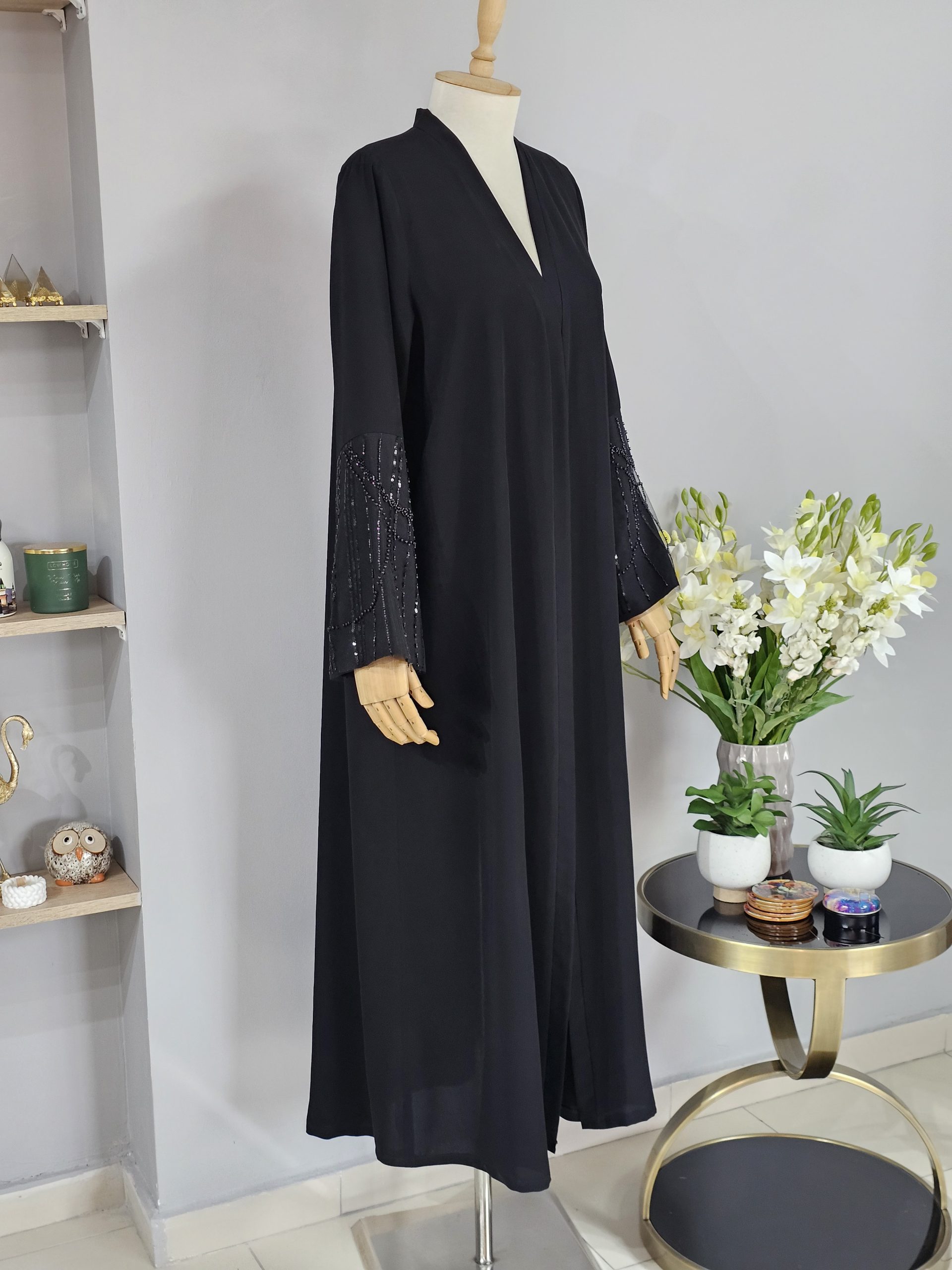 Organze Tül Detaylı Abaya - Görsel 3
