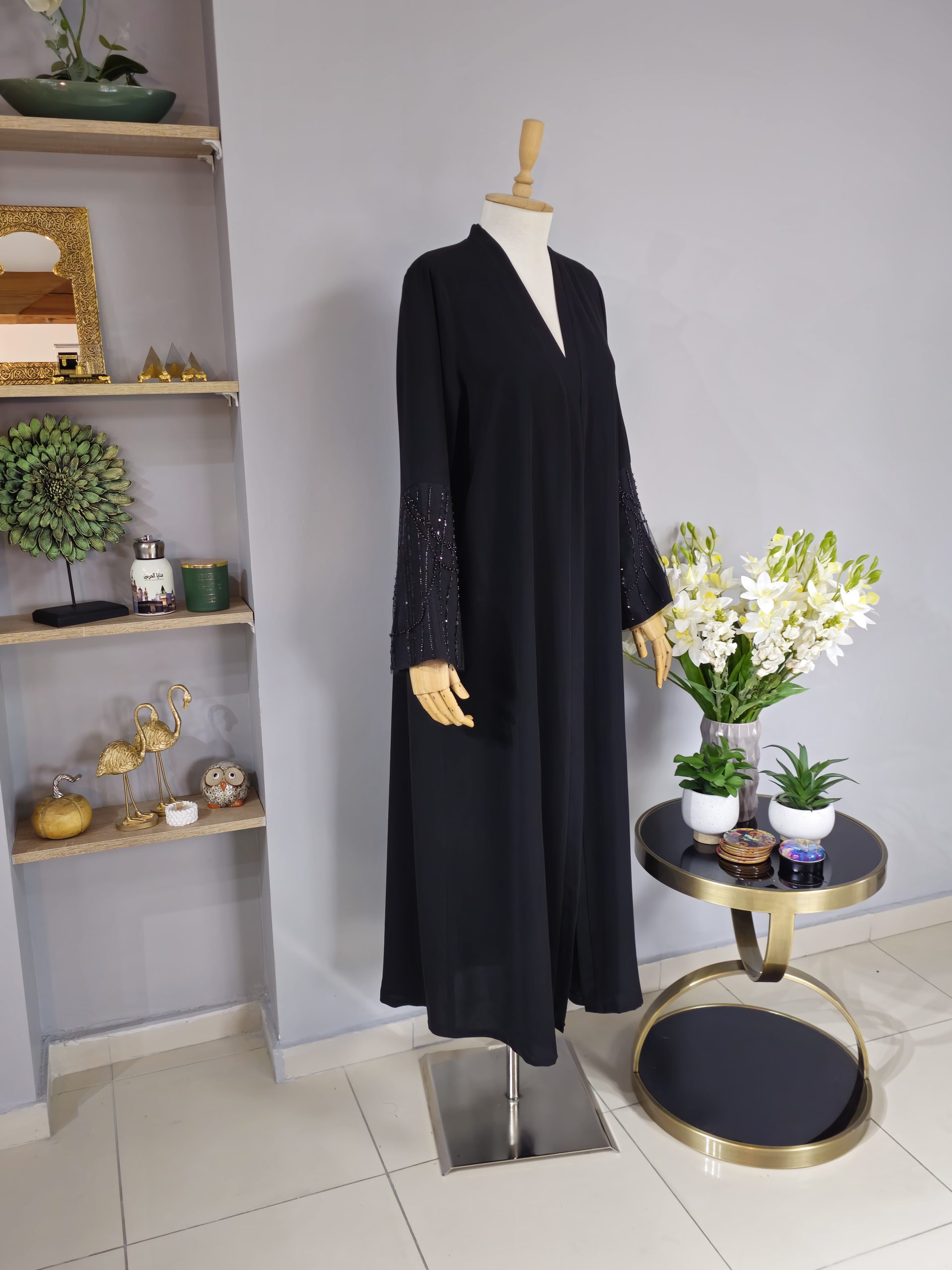 Organze Tül Detaylı Abaya - Görsel 2