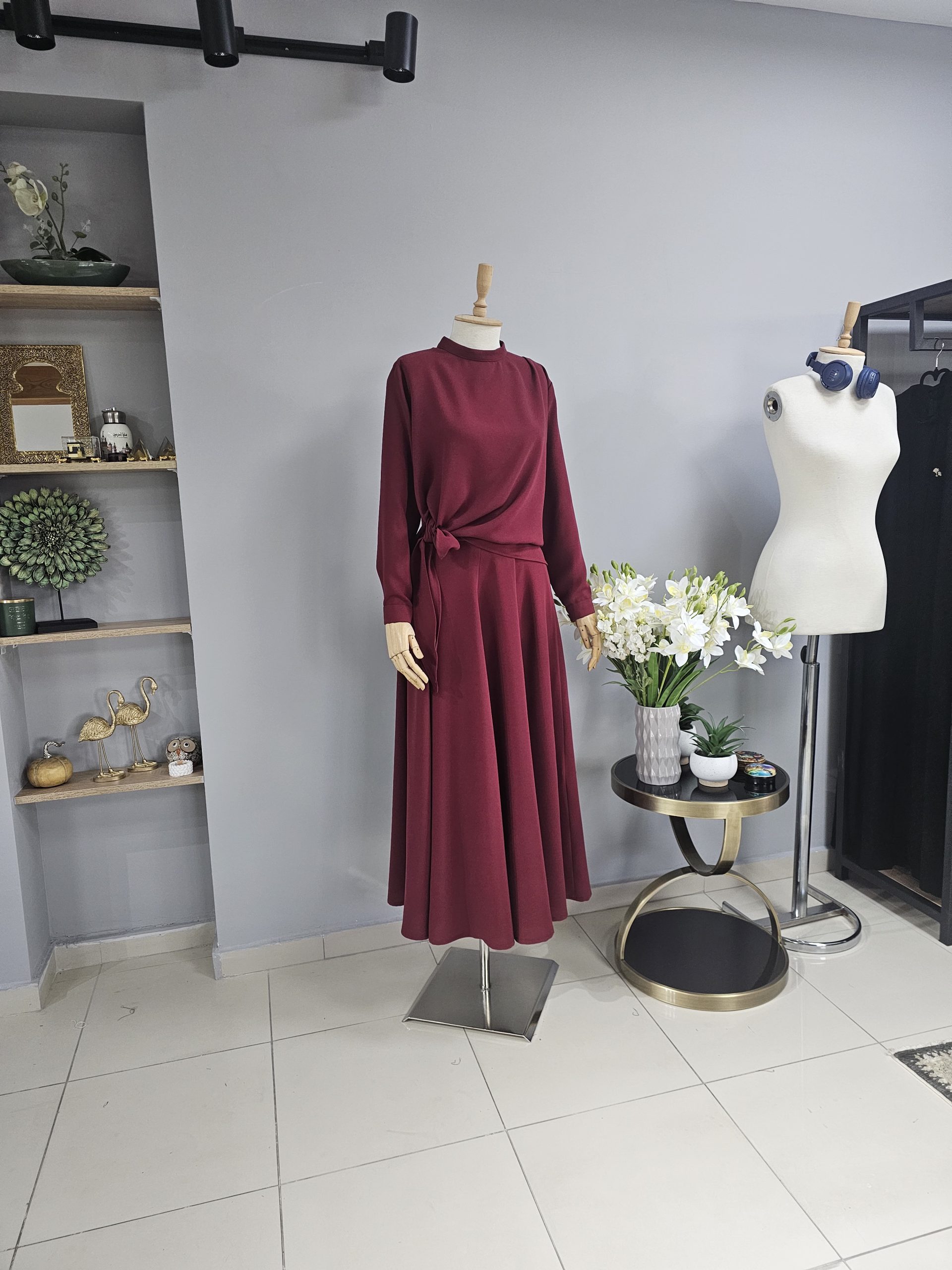 Tasarım  Krep Kumaş Etekli Takım - Görsel 3