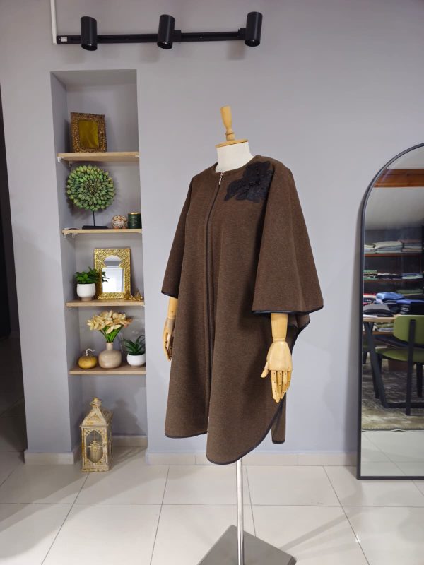 Fermuarlı Yünlü Kaşe Pelerin Model